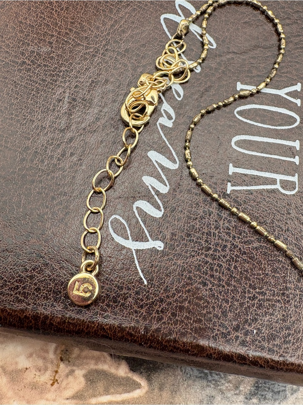 LC Lauren Conrad Gold Tone Faux Pearl Beaded Necklace 16” Minimalist - Picture 4 of 5